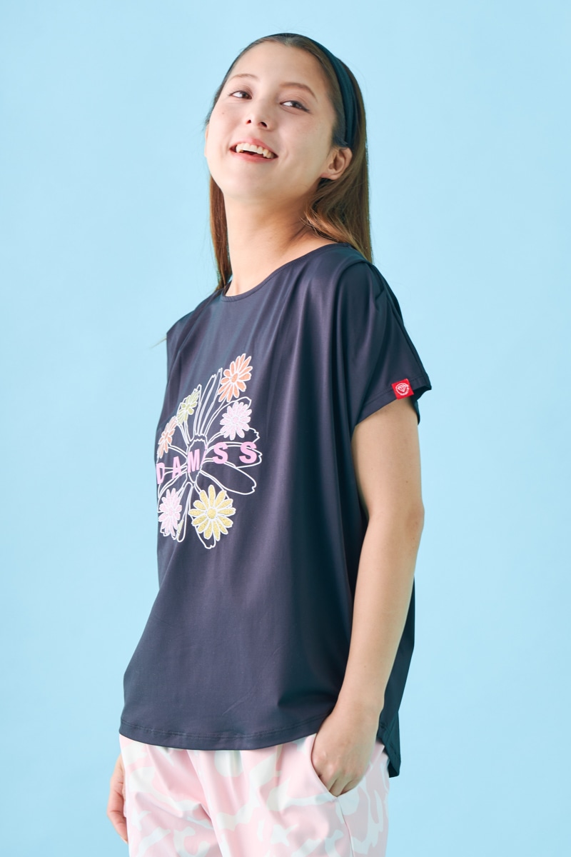 フラワータックTシャツ ブラック 1534-1431