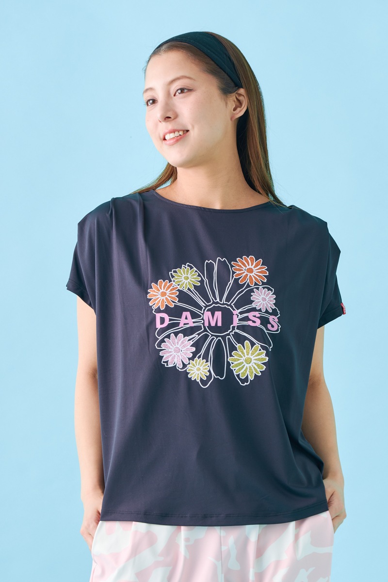 フラワータックTシャツ ブラック 1534-1431