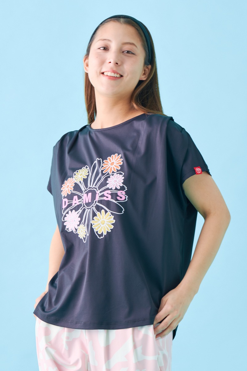 フラワータックTシャツ ブラック 1534-1431