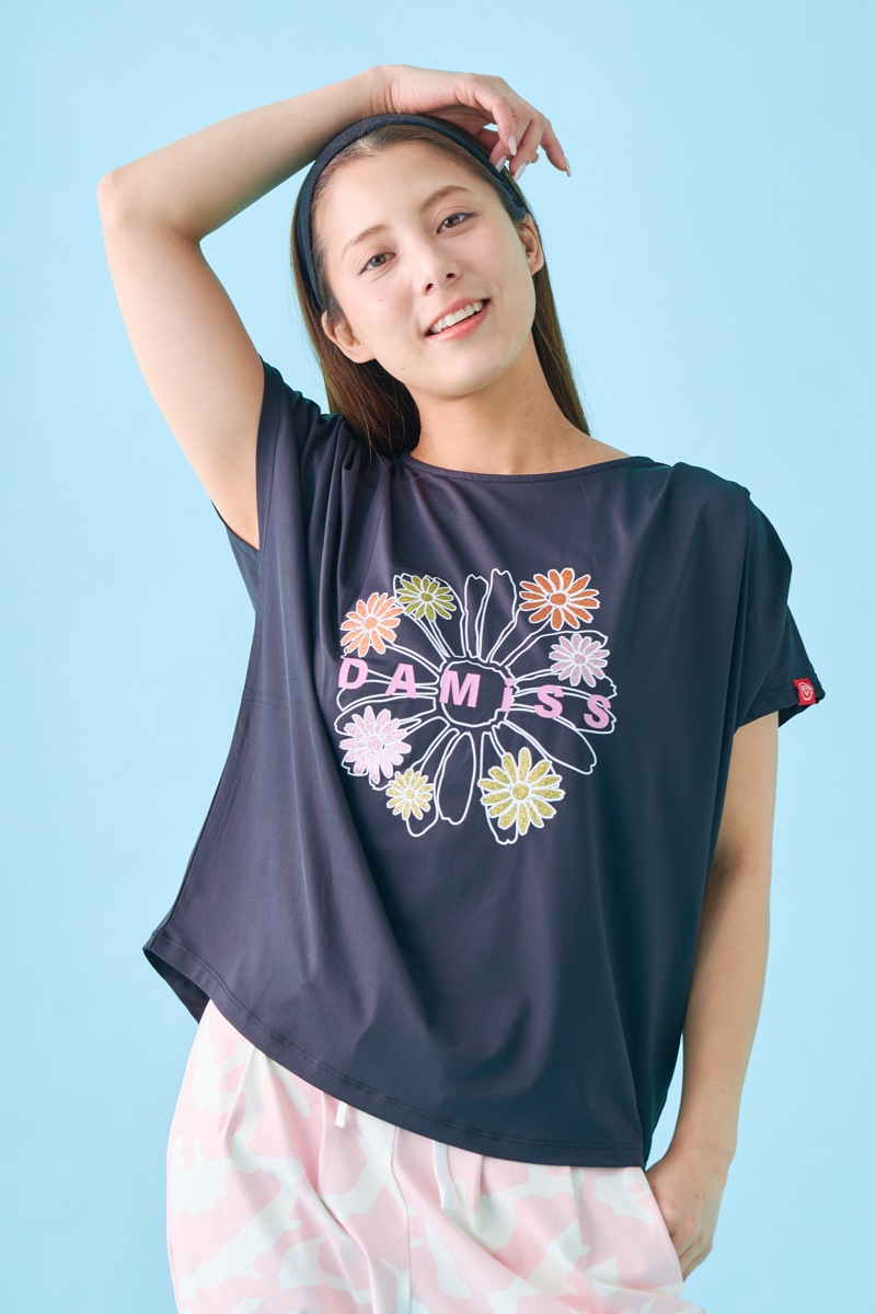 フラワータックTシャツ ブラック 1534-1431