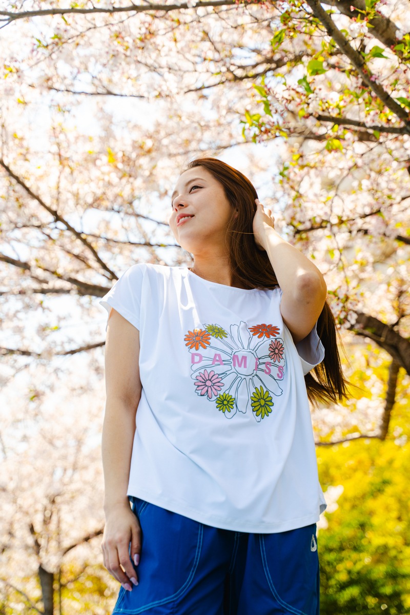 フラワータックTシャツ ホワイト 1534-1431