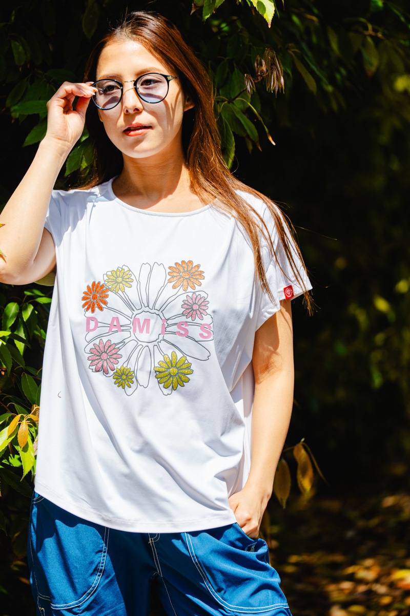 フラワータックTシャツ ホワイト 1534-1431