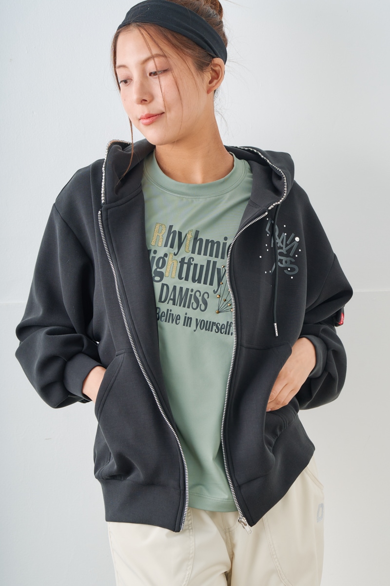 ダイヤラインストーンTシャツ カーキ 1534-1432