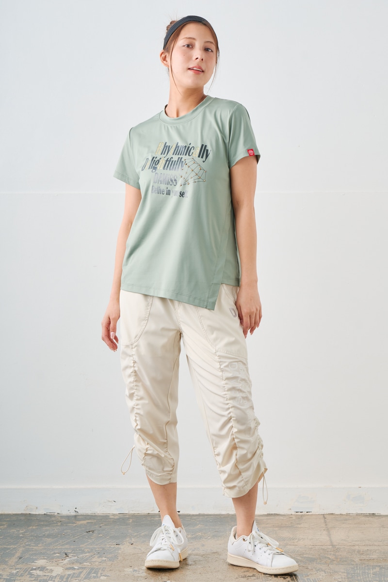 ダイヤラインストーンTシャツ カーキ 1534-1432