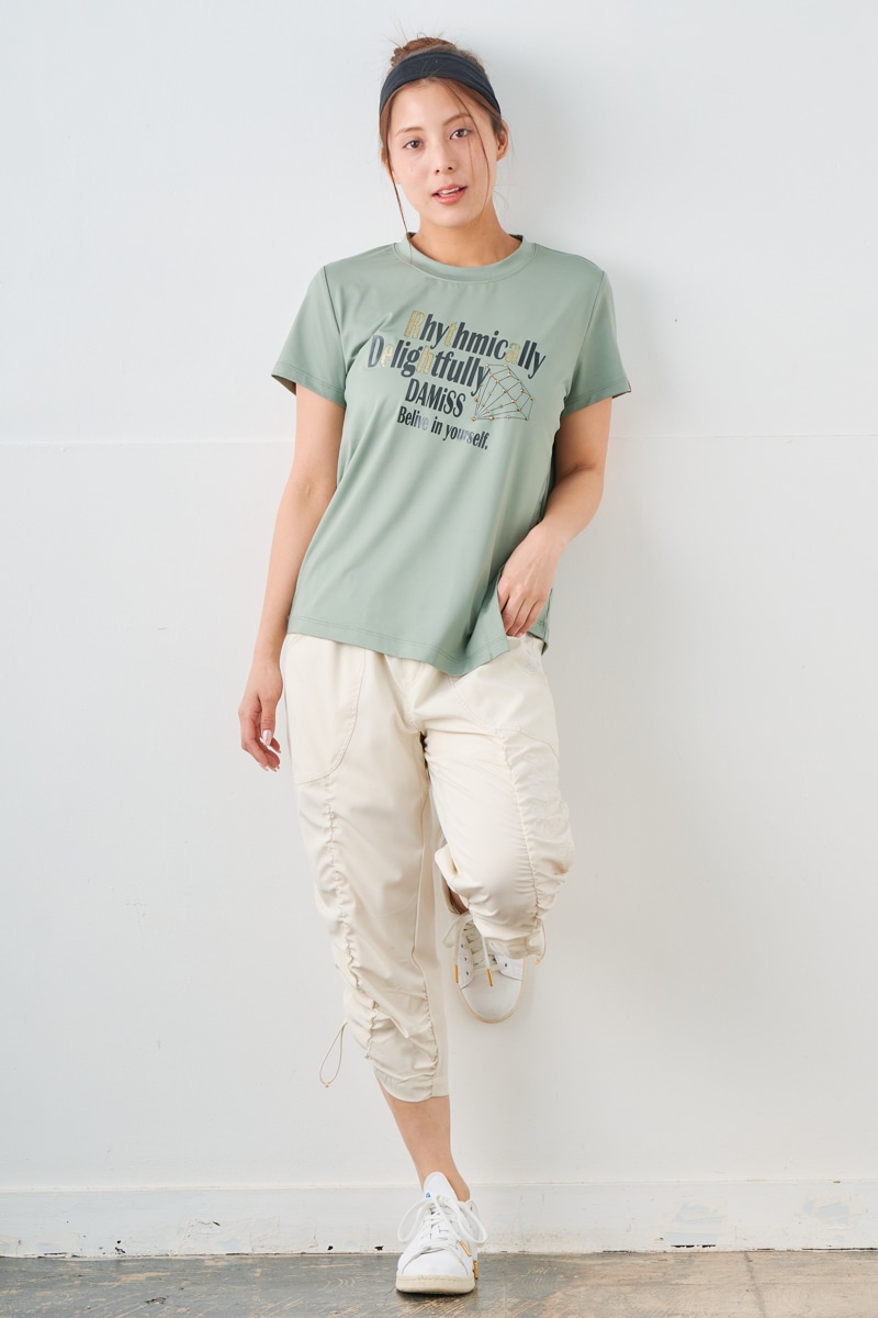 ダイヤラインストーンTシャツ カーキ 1534-1432