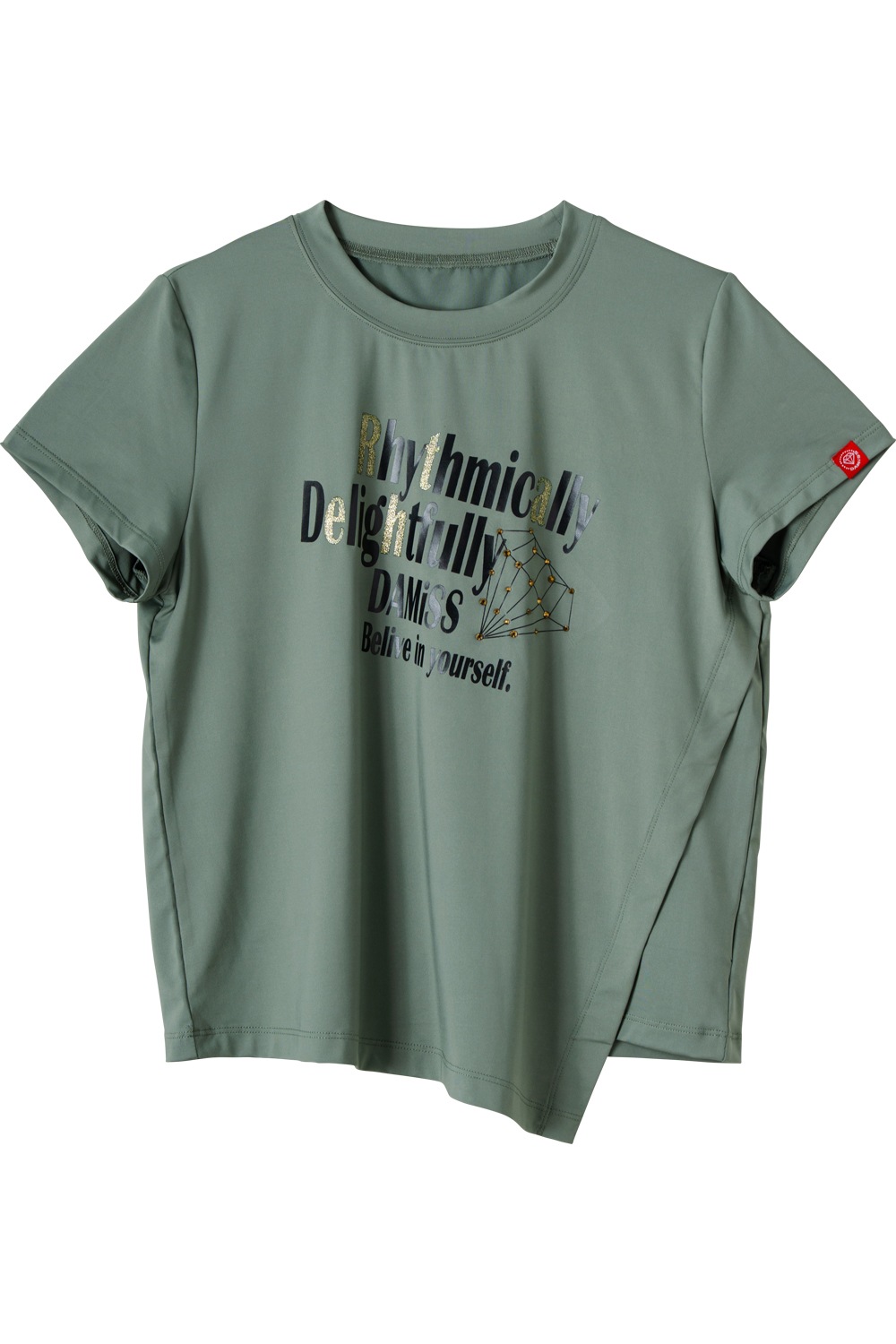 ダイヤラインストーンTシャツ カーキ 1534-1432