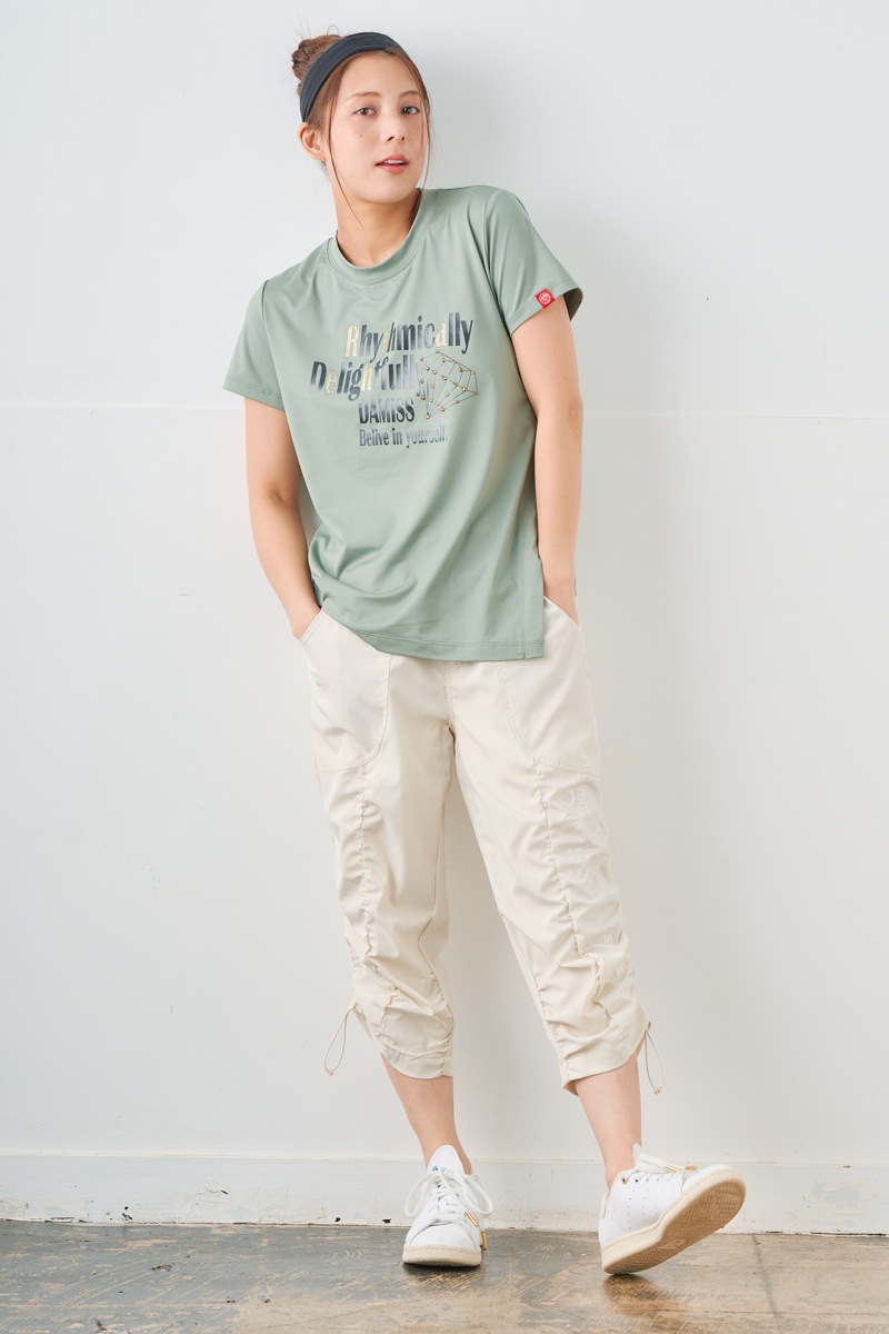 ダイヤラインストーンTシャツ カーキ 1534-1432