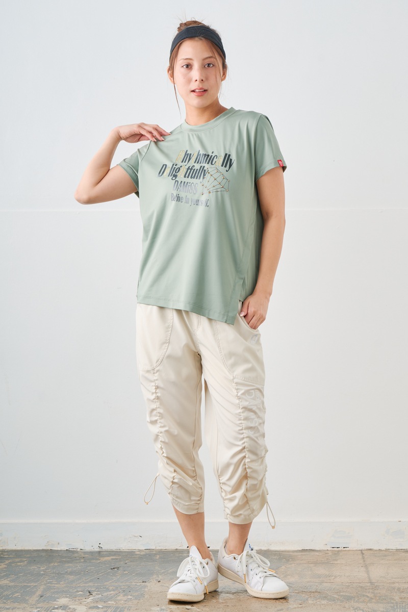 ダイヤラインストーンTシャツ カーキ 1534-1432