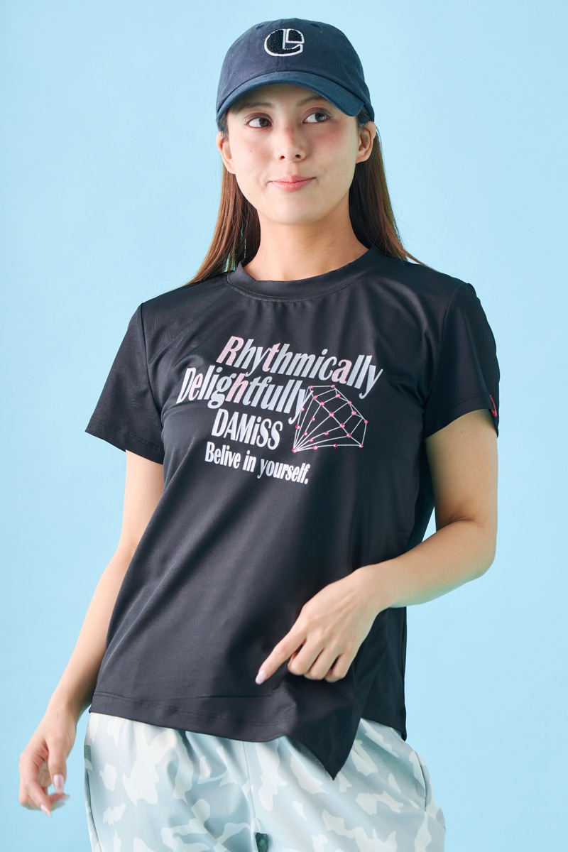 ダイヤラインストーンTシャツ ブラック 1534-1432