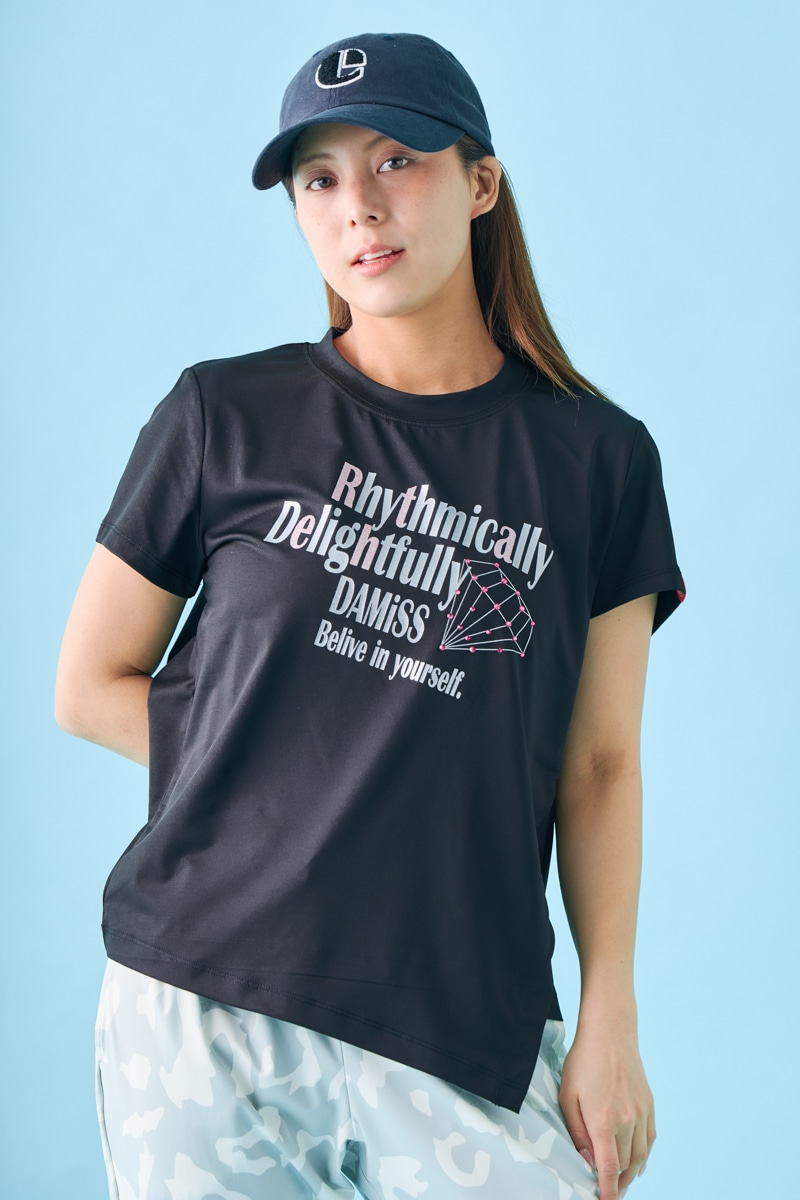 ダイヤラインストーンTシャツ ブラック 1534-1432