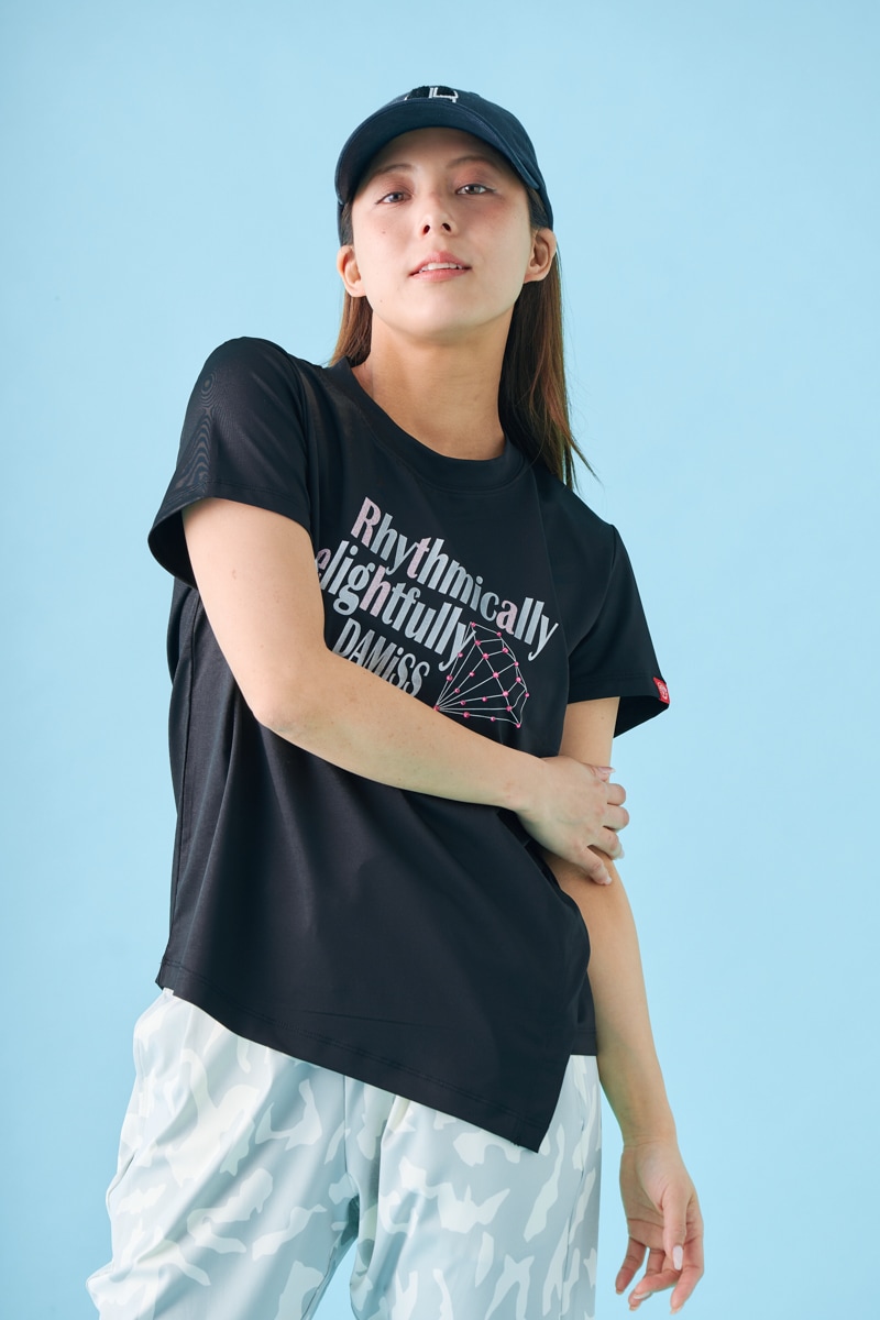 ダイヤラインストーンTシャツ ブラック 1534-1432