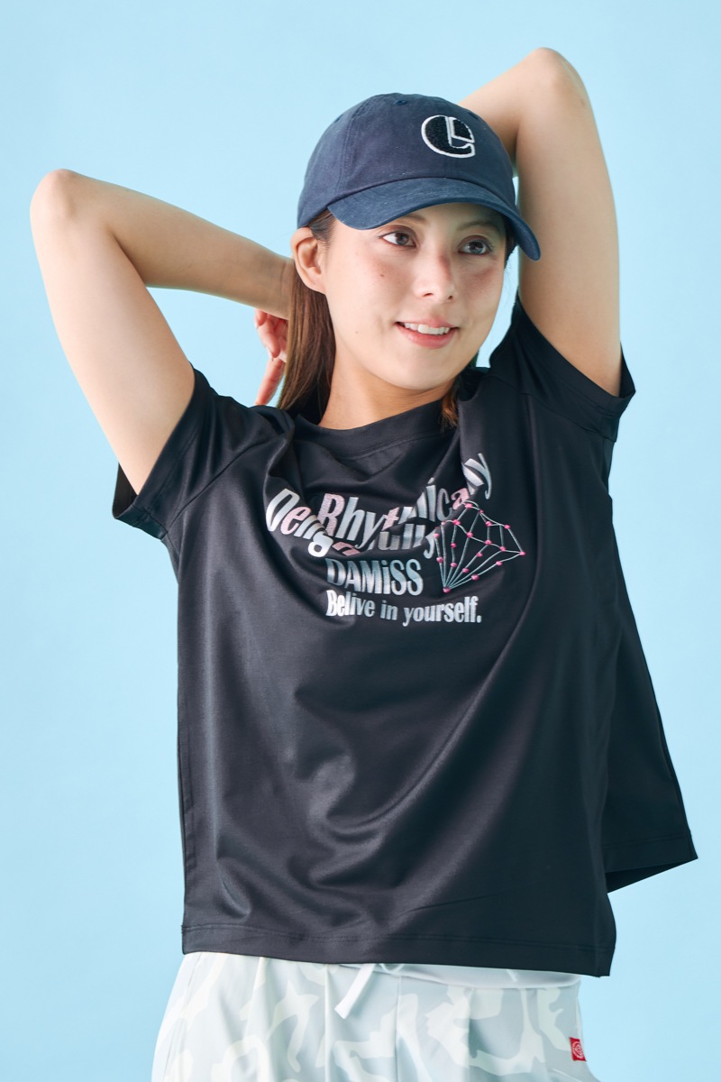 ダイヤラインストーンTシャツ ブラック 1534-1432