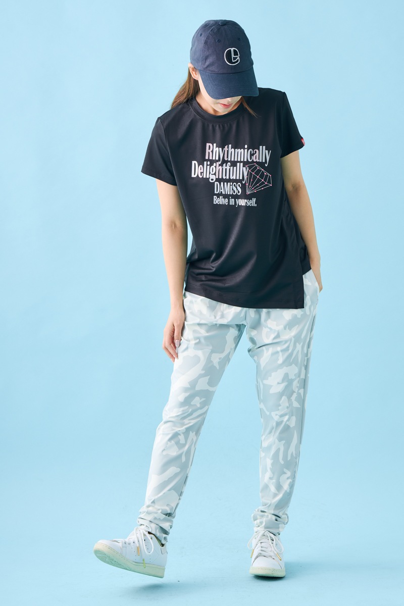 ダイヤラインストーンTシャツ ブラック 1534-1432