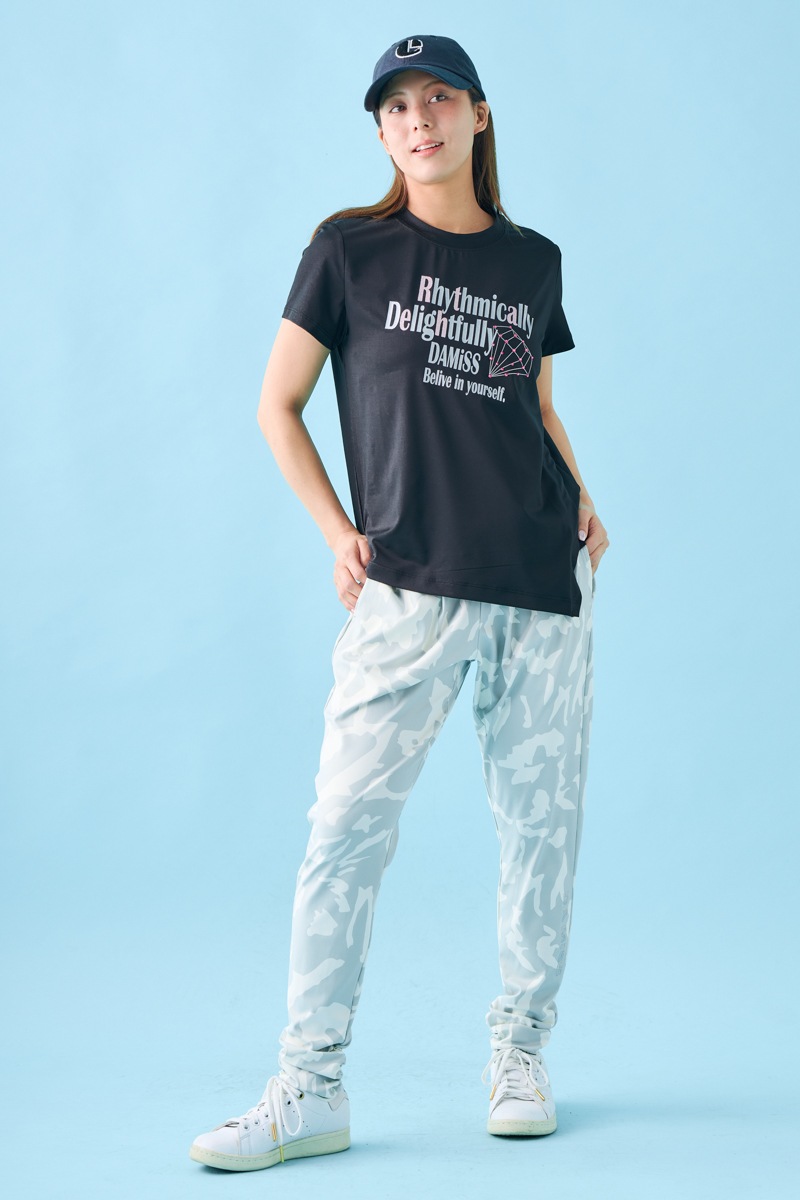 ダイヤラインストーンTシャツ ブラック 1534-1432