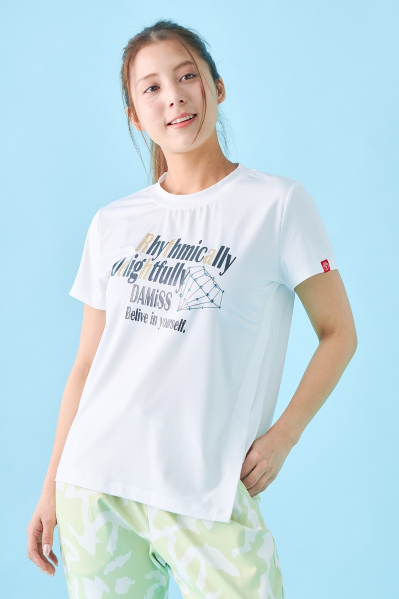 ダイヤラインストーンTシャツ ホワイト 1534-1432