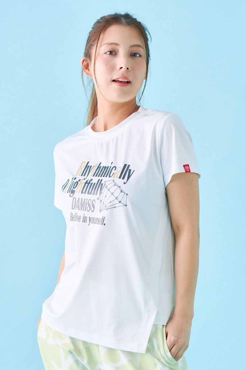 ダイヤラインストーンTシャツ ホワイト 1534-1432