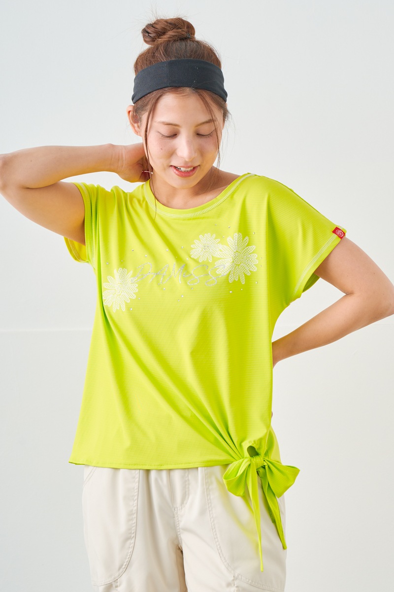 ドットフラワーストーンTシャツ ライム 1534-1610