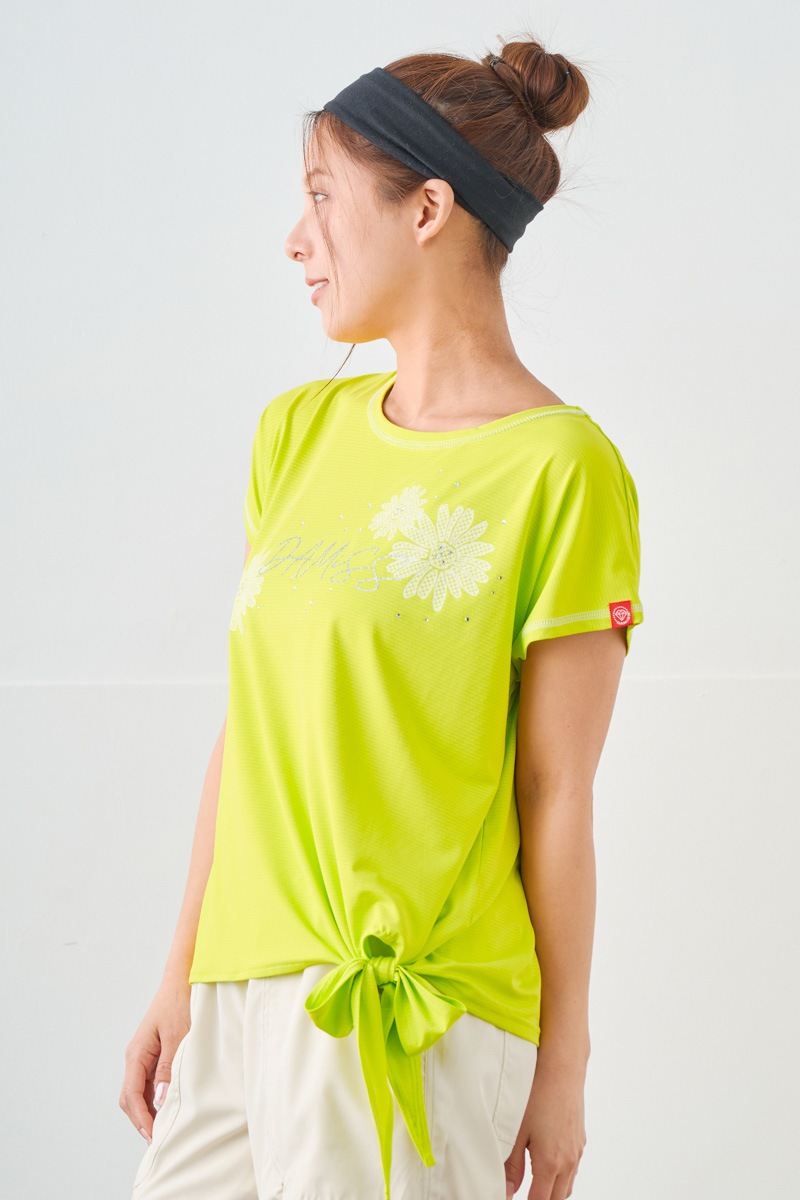 ドットフラワーストーンTシャツ ライム 1534-1610