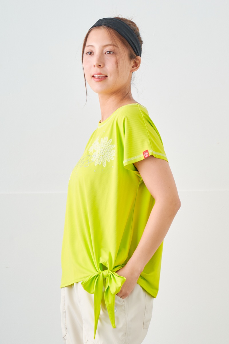 ドットフラワーストーンTシャツ ライム 1534-1610