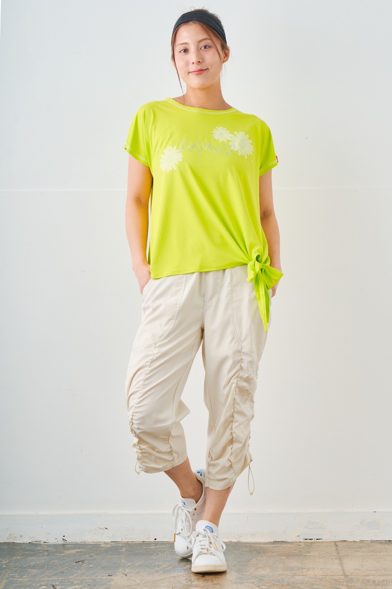 ドットフラワーストーンTシャツ ライム 1534-1610