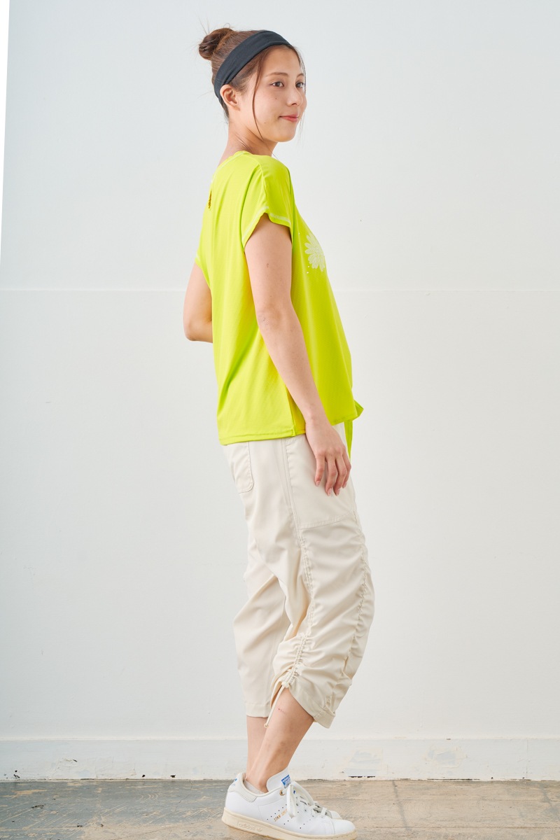 ドットフラワーストーンTシャツ ライム 1534-1610