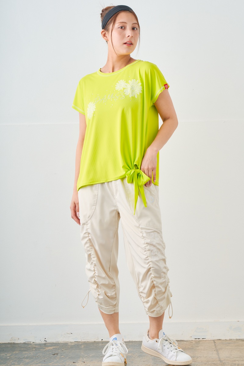 ドットフラワーストーンTシャツ ライム 1534-1610
