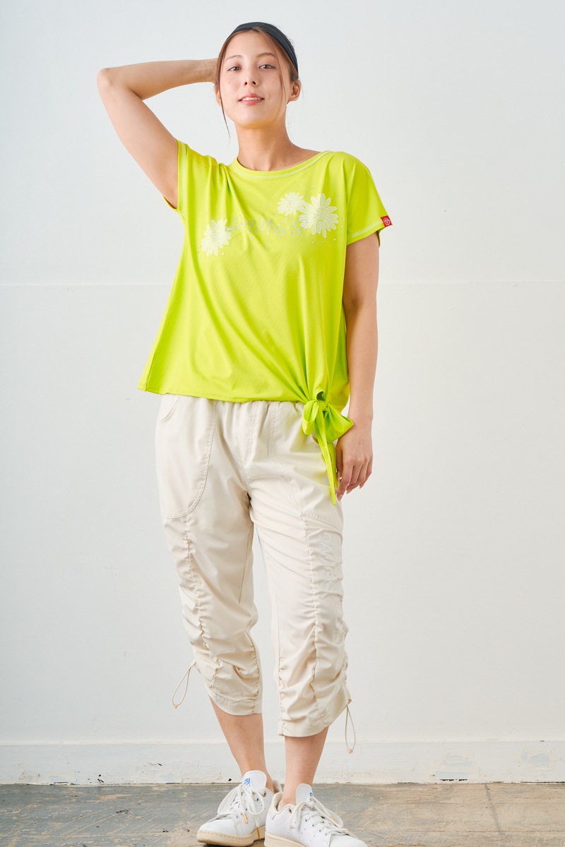 ドットフラワーストーンTシャツ ライム 1534-1610