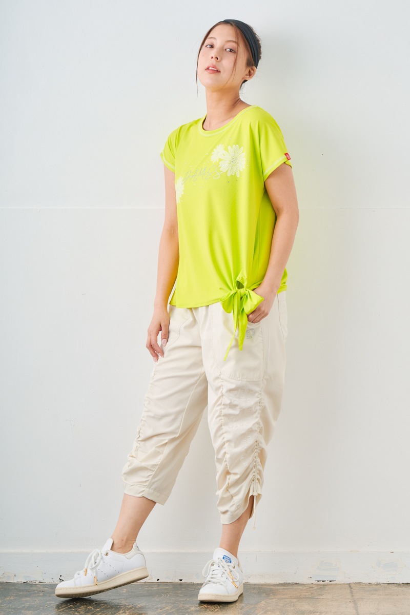 ドットフラワーストーンTシャツ ライム 1534-1610