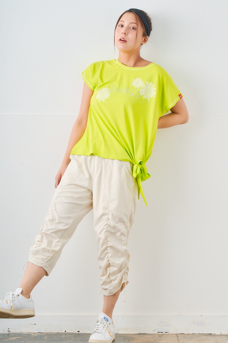 ドットフラワーストーンTシャツ ライム 1534-1610