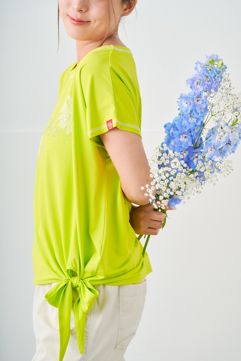 ドットフラワーストーンTシャツ ライム 1534-1610