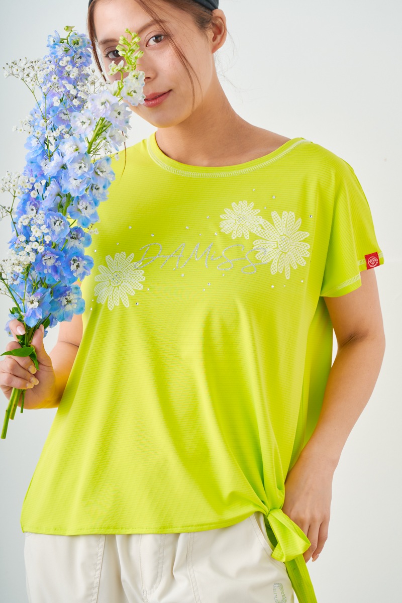 ドットフラワーストーンTシャツ ライム 1534-1610