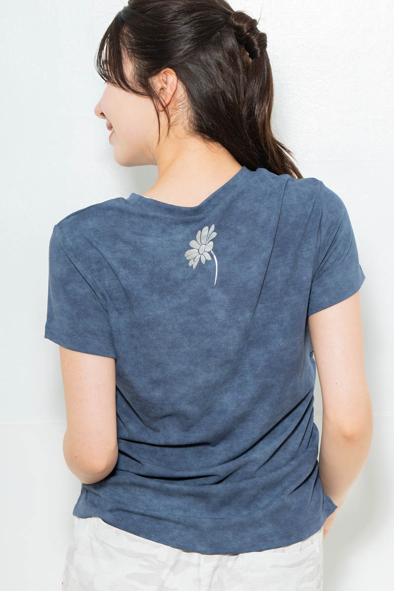 メタルフローラルTシャツ ブルー 1634-1474