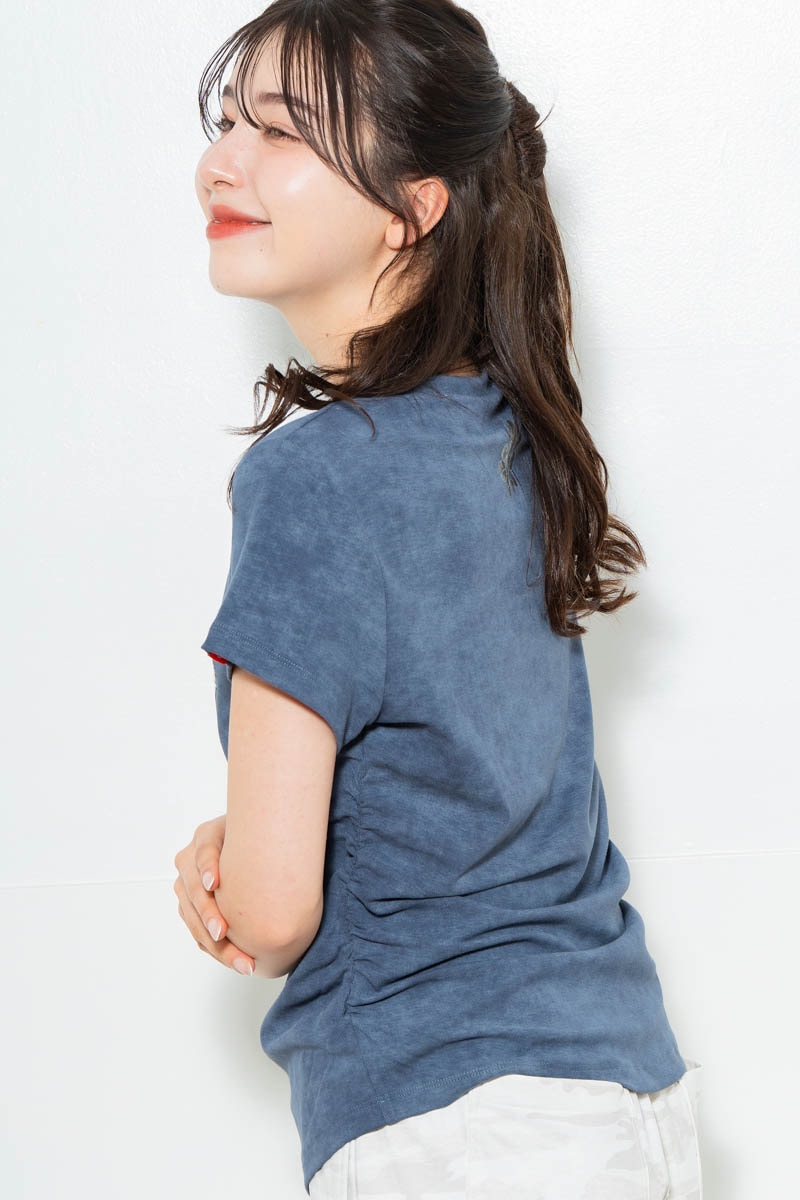 メタルフローラルTシャツ ブルー 1634-1474