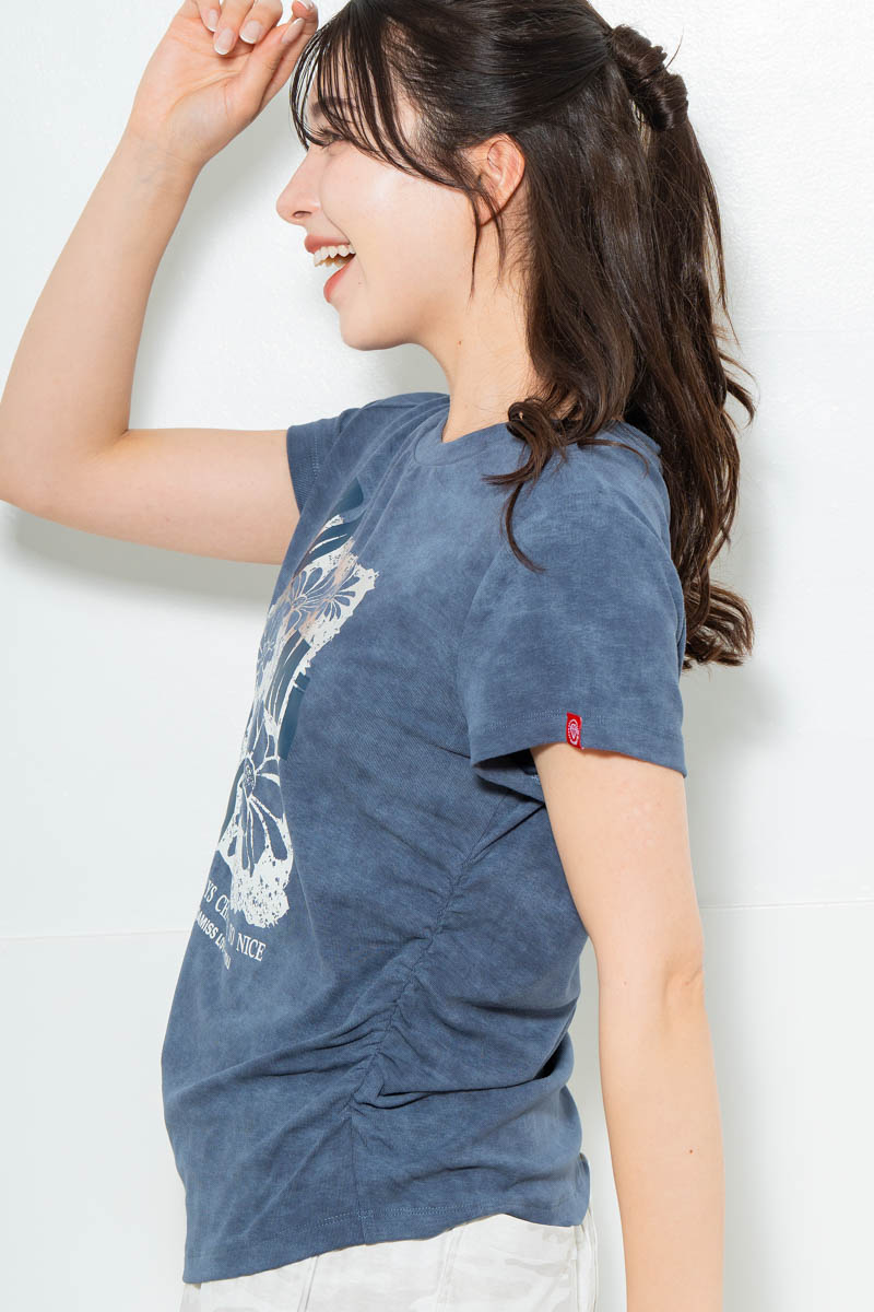 メタルフローラルTシャツ ブルー 1634-1474