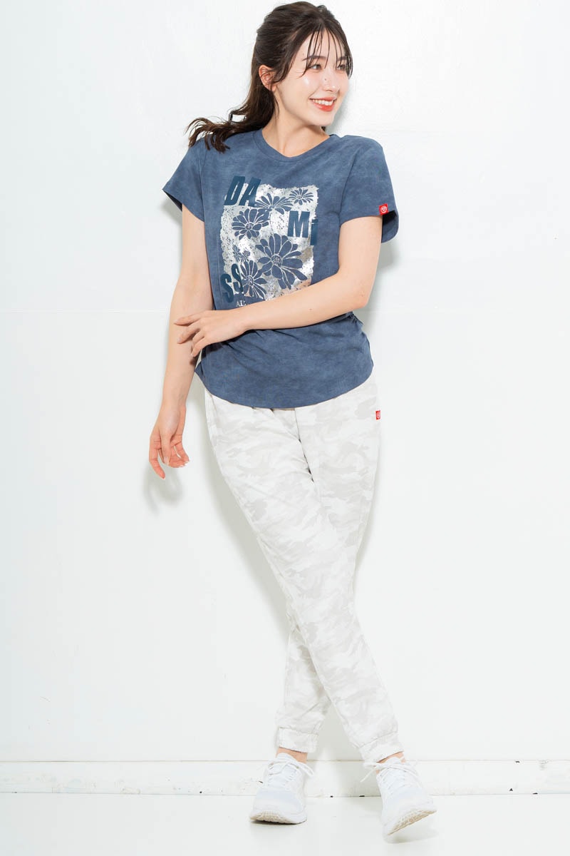 メタルフローラルTシャツ ブルー 1634-1474