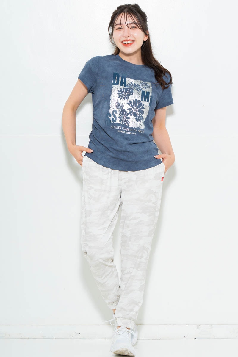 メタルフローラルTシャツ ブルー 1634-1474
