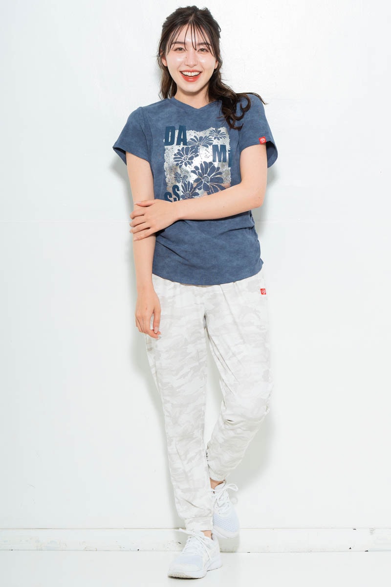 メタルフローラルTシャツ ブルー 1634-1474