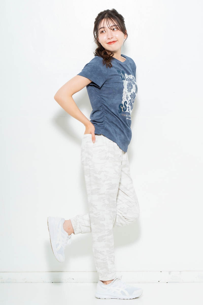 メタルフローラルTシャツ ブルー 1634-1474