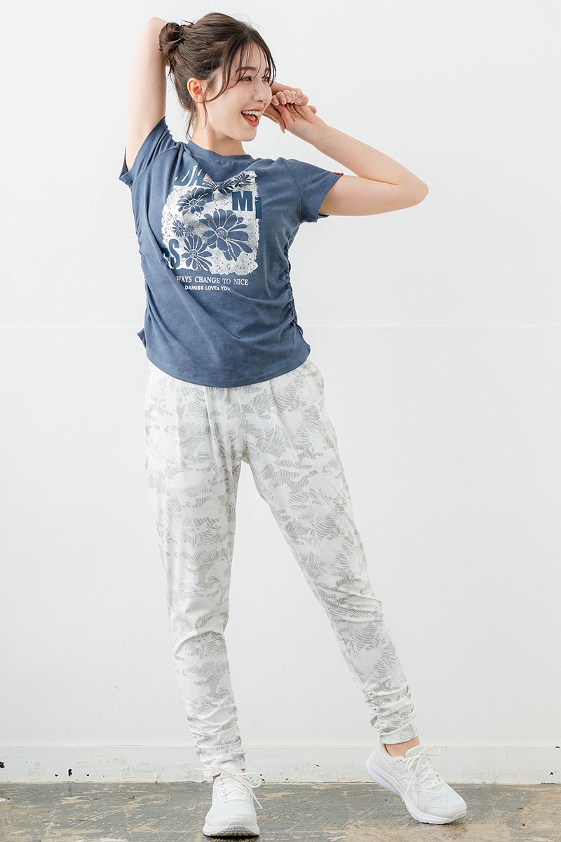メタルフローラルTシャツ ブルー 1634-1474