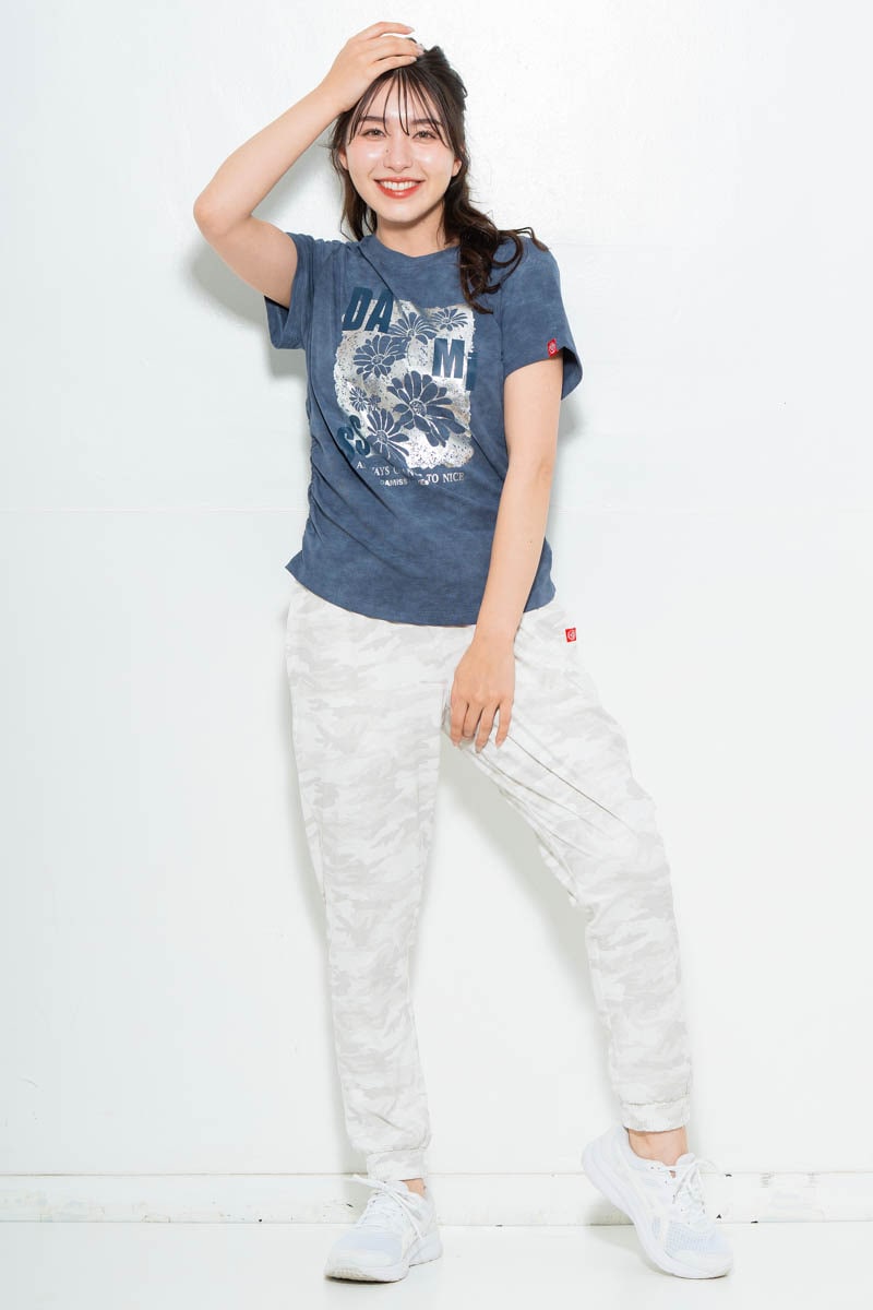 メタルフローラルTシャツ ブルー 1634-1474
