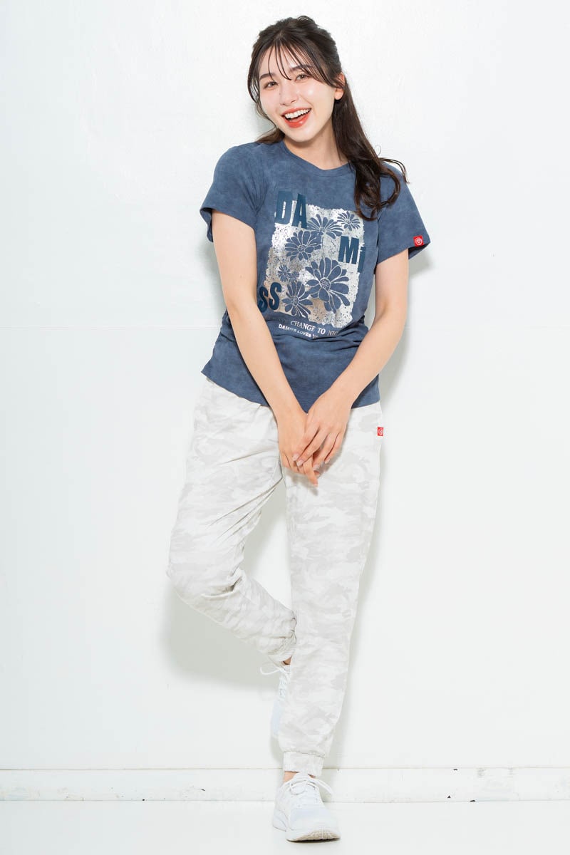 メタルフローラルTシャツ ブルー 1634-1474