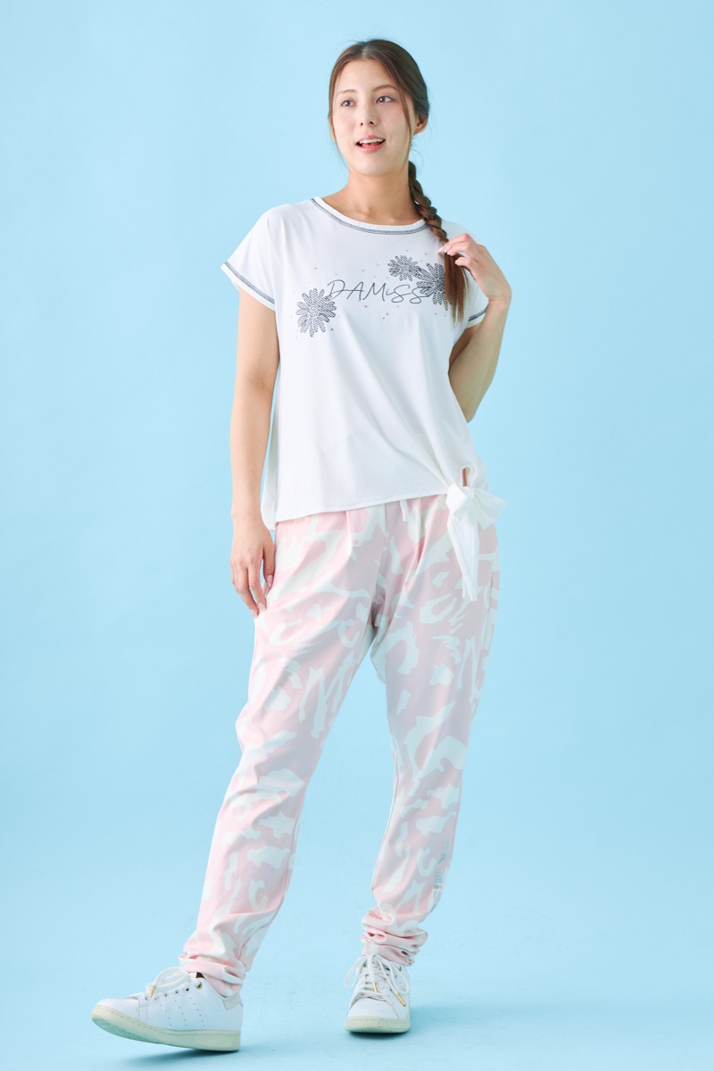 ドットフラワーストーンTシャツ ホワイト 1534-1610