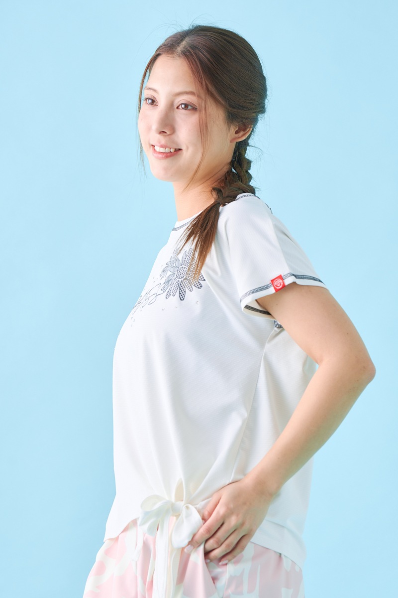 ドットフラワーストーンTシャツ ホワイト 1534-1610