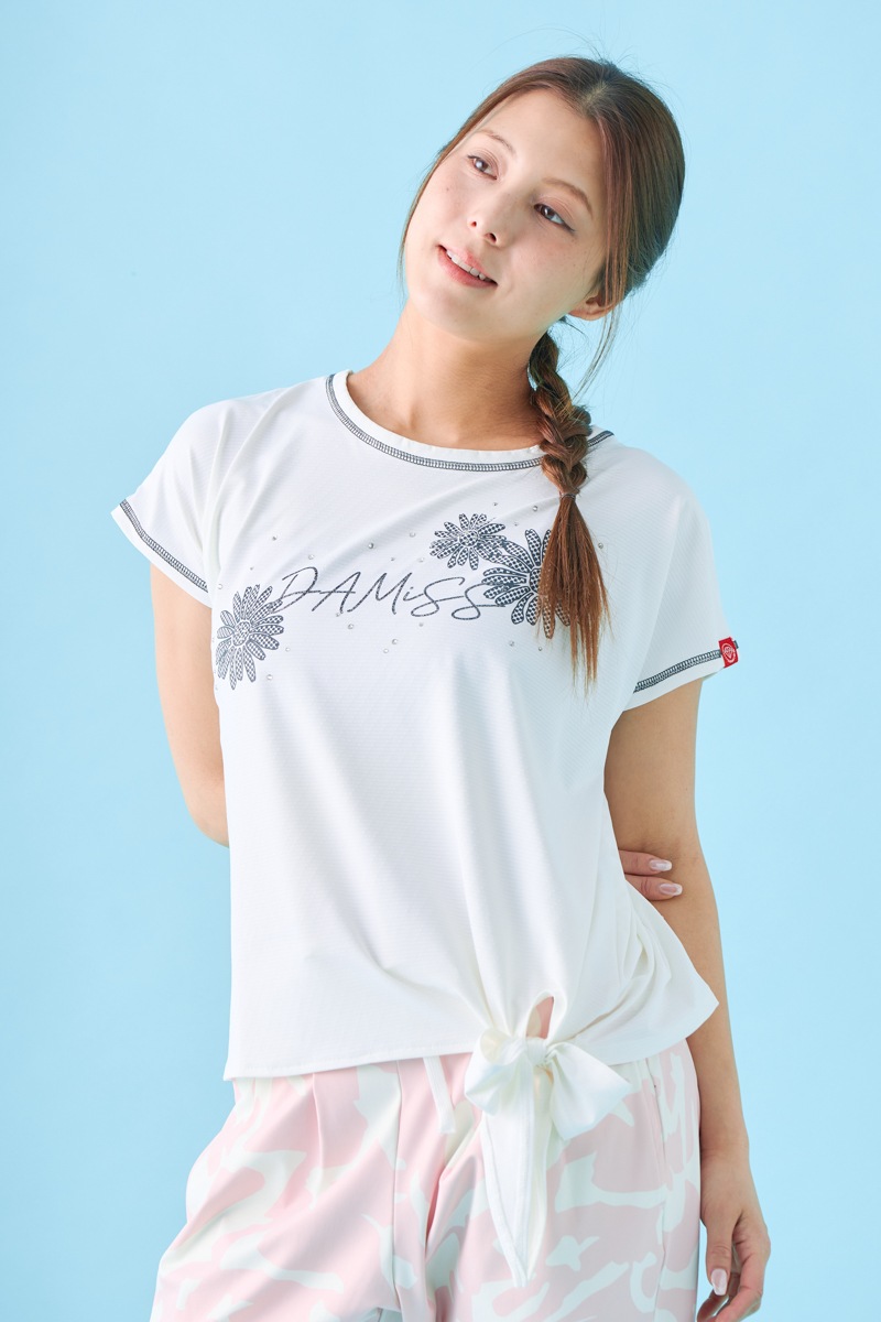 ドットフラワーストーンTシャツ ホワイト 1534-1610