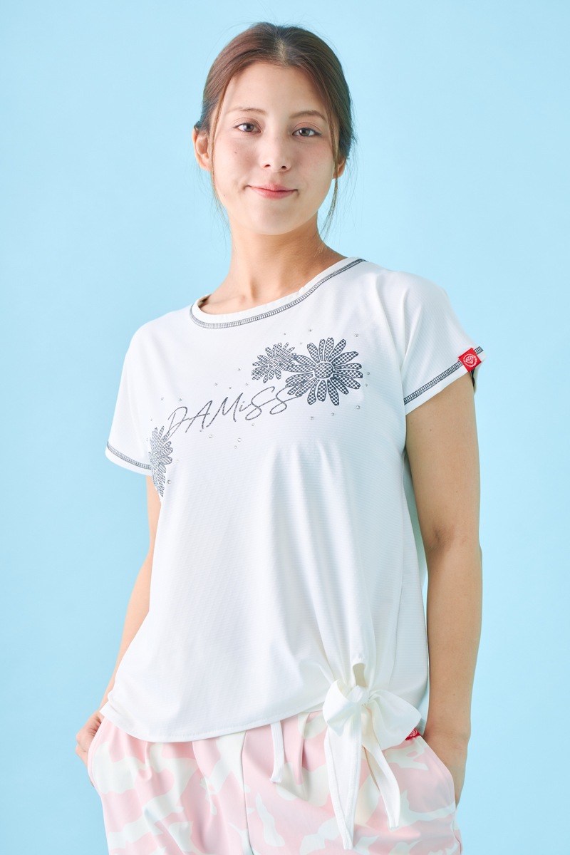 ドットフラワーストーンTシャツ ホワイト 1534-1610