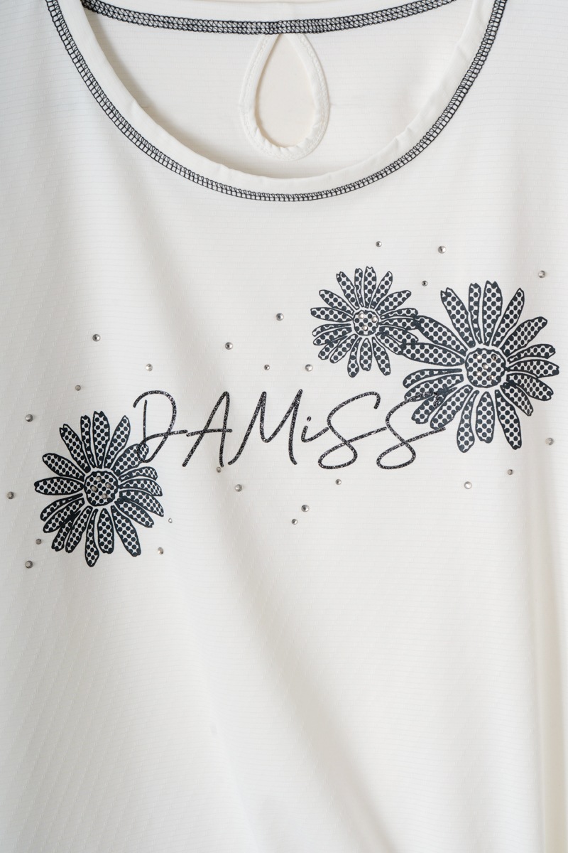 ドットフラワーストーンTシャツ ホワイト 1534-1610