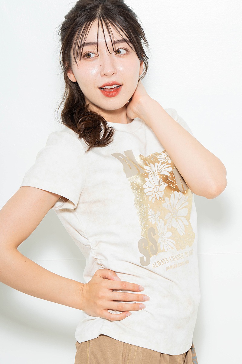 【先行割10％OFF】　メタルフローラルTシャツ アイボリー　1634-1474【6/12まで】