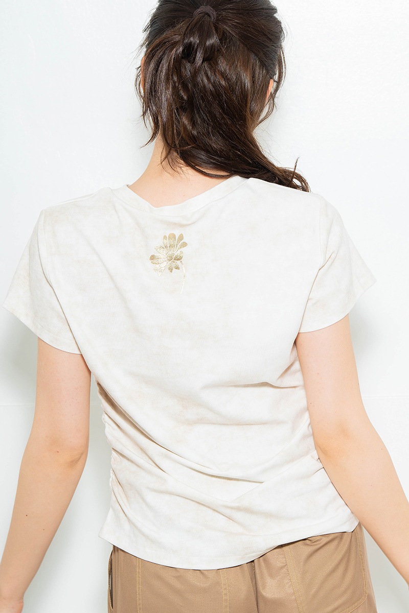 【先行割10％OFF】　メタルフローラルTシャツ アイボリー　1634-1474【6/12まで】