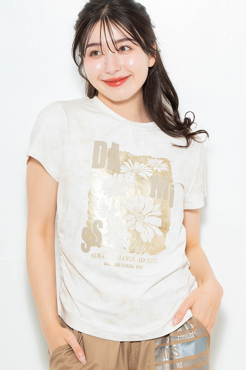 【先行割10％OFF】　メタルフローラルTシャツ アイボリー　1634-1474【6/12まで】