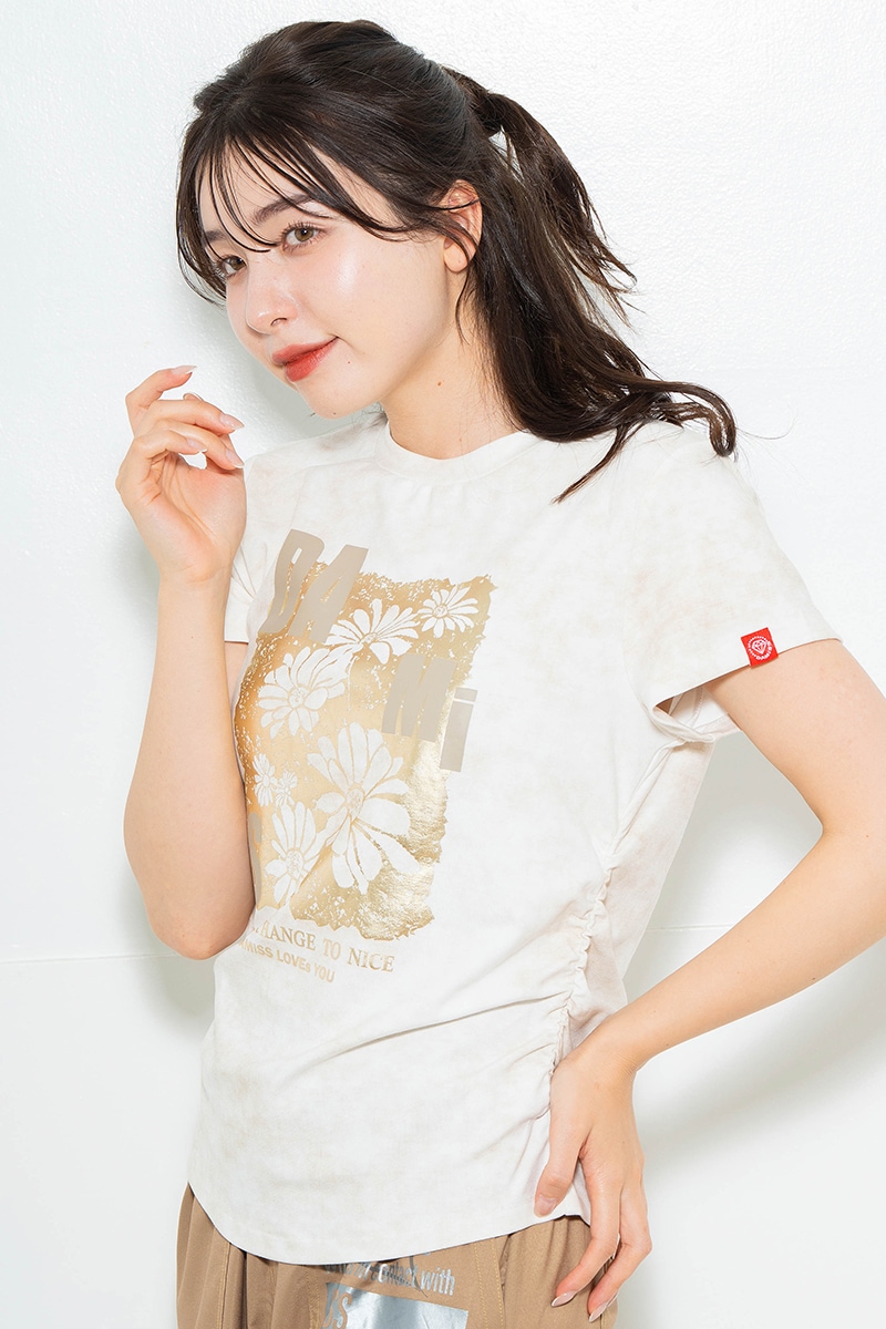 【先行割10％OFF】　メタルフローラルTシャツ アイボリー　1634-1474【6/12まで】